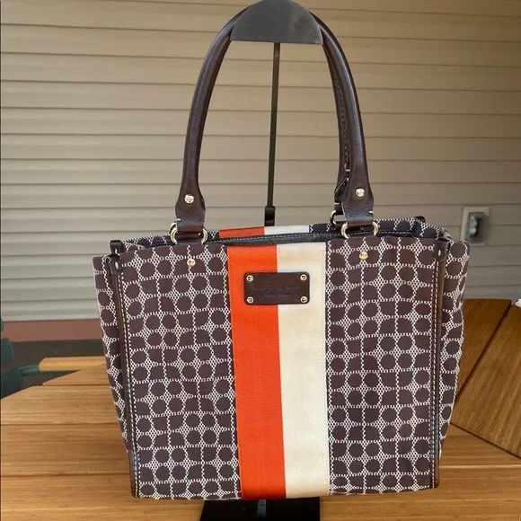 Kate Spade Brown and Orange Patterned Tote - Picture 1 of 14